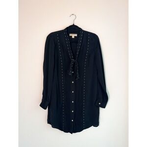 Michael Kors black gold studded shirt dress, Size L